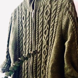 🌿 Women's Double LMixed-Cable Zip Front Cardigan